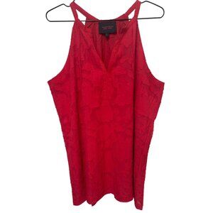 Hamptonite New York Red Sleeveless Textured Top L Cotton Preppy Resort Vacation